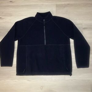 Everlane ReNew Half Zip Sherpa Fleece Navy Blue Sweater Mens XL